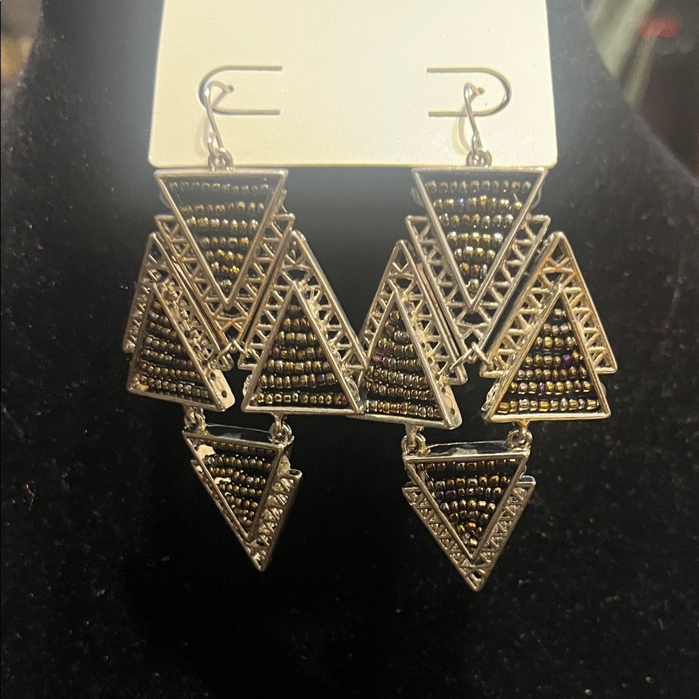 Geometric Gold and Bronze Earrings